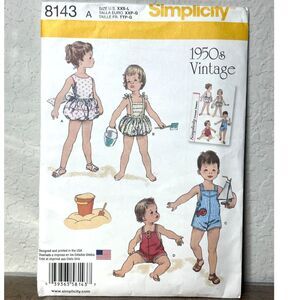 Simplicity Sewing Pattern 8143 A 1950s Vintage One-Piece Playsuit Uncut XXS-L